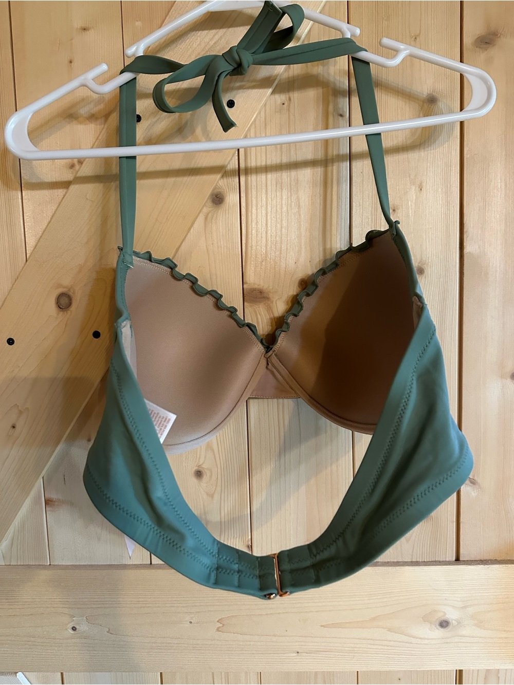 Shade & Shore Olive Green Padded Underwire Bikini Top with Halter Tie - Picture 5 of 7